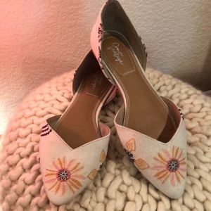Embroidered flats by Crown Vintage.